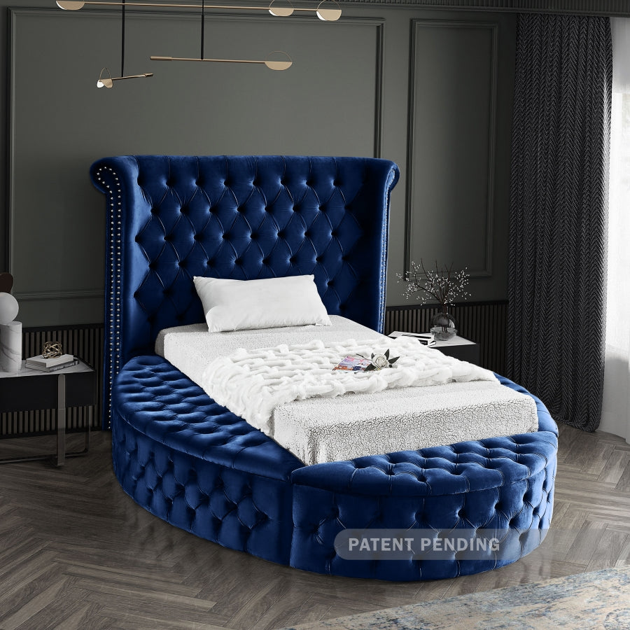 Luxus Blue Velvet Twin Bed from Meridian - Luna Furniture