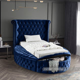 Luxus Blue Velvet Twin Bed from Meridian - Luna Furniture