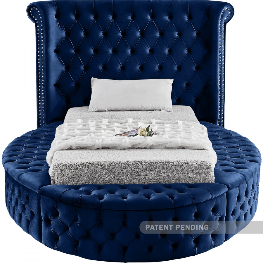 Luxus Blue Velvet Twin Bed from Meridian - Luna Furniture