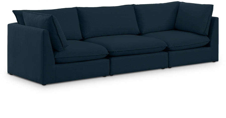 Mackenzie Blue Linen Textured 120" Modular Sofa from Meridian - Luna Furniture