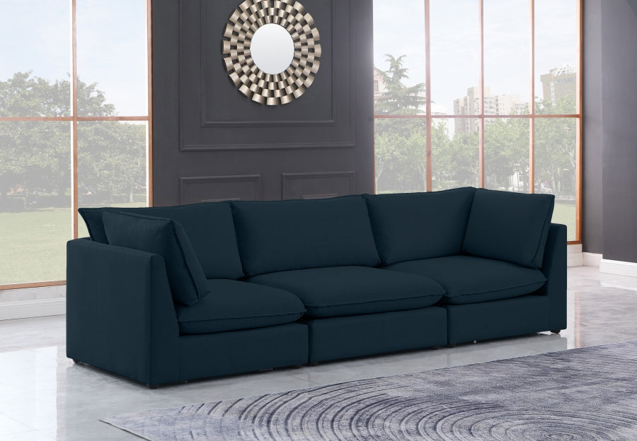 Mackenzie Blue Linen Textured 120" Modular Sofa from Meridian - Luna Furniture