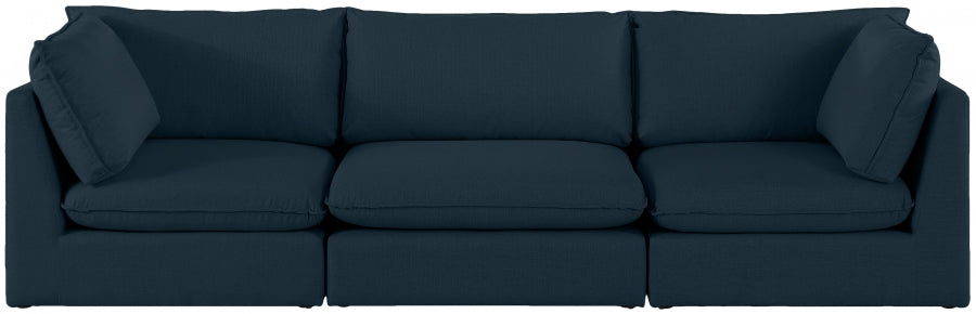 Mackenzie Blue Linen Textured 120" Modular Sofa from Meridian - Luna Furniture