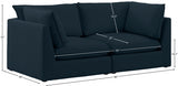 Mackenzie Blue Linen Textured 80" Modular Sofa from Meridian - Luna Furniture