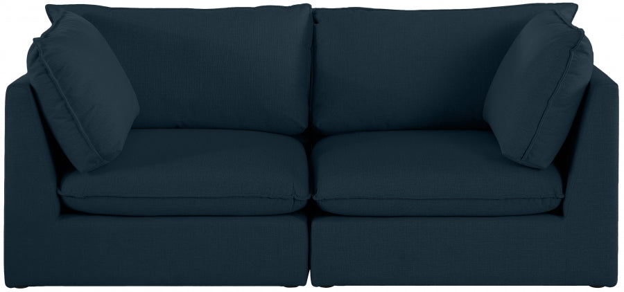 Mackenzie Blue Linen Textured 80" Modular Sofa from Meridian - Luna Furniture