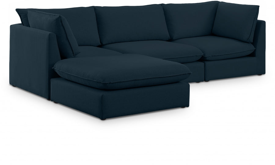 Mackenzie Blue Linen Textured Modular Sectional from Meridian - Luna Furniture