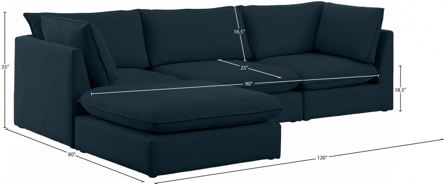 Mackenzie Blue Linen Textured Modular Sectional from Meridian - Luna Furniture