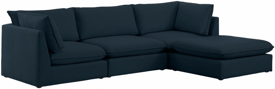 Mackenzie Blue Linen Textured Modular Sectional from Meridian - Luna Furniture