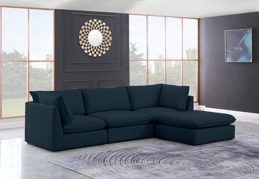 Mackenzie Blue Linen Textured Modular Sectional from Meridian - Luna Furniture