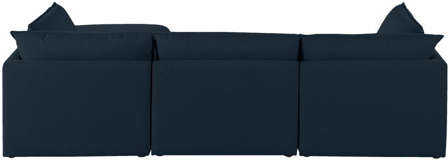 Mackenzie Blue Linen Textured Modular Sectional from Meridian - Luna Furniture