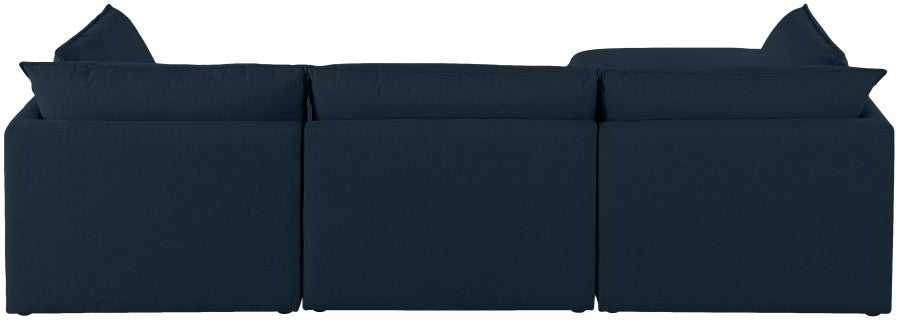 Mackenzie Blue Linen Textured Modular Sectional from Meridian - Luna Furniture