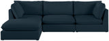 Mackenzie Blue Linen Textured Modular Sectional from Meridian - Luna Furniture