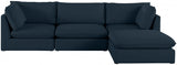 Mackenzie Blue Linen Textured Modular Sectional from Meridian - Luna Furniture