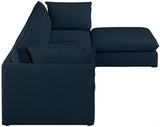 Mackenzie Blue Linen Textured Modular Sectional from Meridian - Luna Furniture