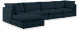 Mackenzie Blue Linen Textured Modular Sectional from Meridian - Luna Furniture