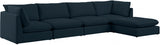 Mackenzie Blue Linen Textured Modular Sectional from Meridian - Luna Furniture