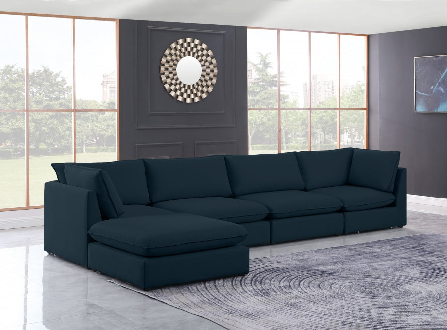 Mackenzie Blue Linen Textured Modular Sectional from Meridian - Luna Furniture