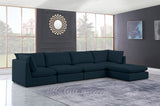 Mackenzie Blue Linen Textured Modular Sectional from Meridian - Luna Furniture