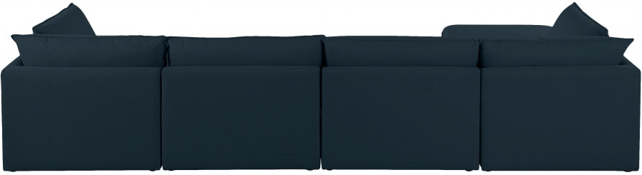 Mackenzie Blue Linen Textured Modular Sectional from Meridian - Luna Furniture