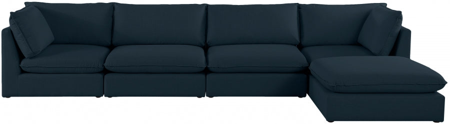 Mackenzie Blue Linen Textured Modular Sectional from Meridian - Luna Furniture