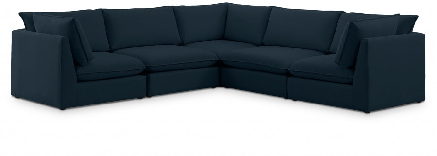 Mackenzie Blue Linen Textured Modular Sectional from Meridian - Luna Furniture