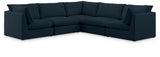 Mackenzie Blue Linen Textured Modular Sectional from Meridian - Luna Furniture