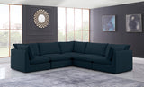 Mackenzie Blue Linen Textured Modular Sectional from Meridian - Luna Furniture