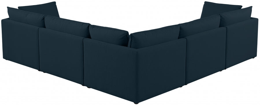 Mackenzie Blue Linen Textured Modular Sectional from Meridian - Luna Furniture