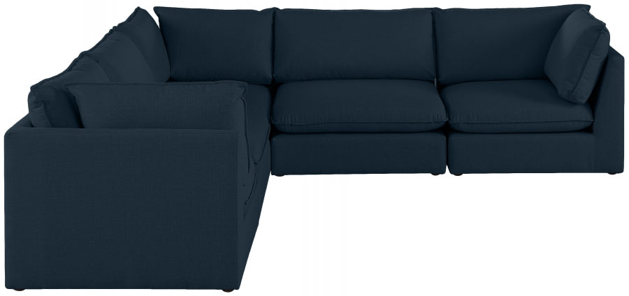 Mackenzie Blue Linen Textured Modular Sectional from Meridian - Luna Furniture