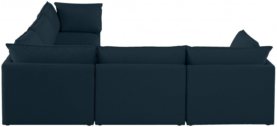 Mackenzie Blue Linen Textured Modular Sectional from Meridian - Luna Furniture