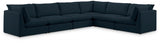 Mackenzie Blue Linen Textured Modular Sectional from Meridian - Luna Furniture