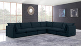 Mackenzie Blue Linen Textured Modular Sectional from Meridian - Luna Furniture