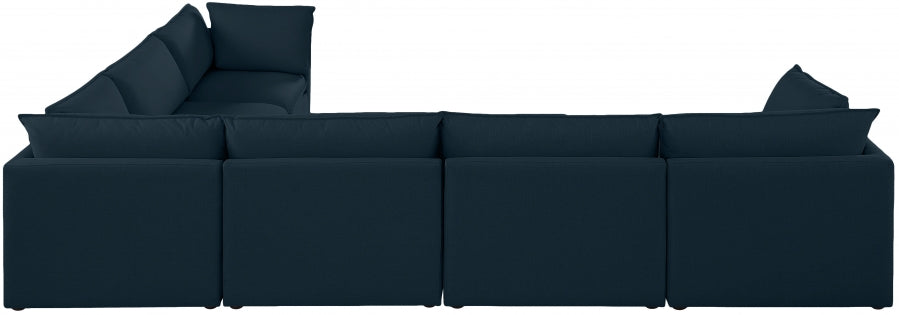 Mackenzie Blue Linen Textured Modular Sectional from Meridian - Luna Furniture