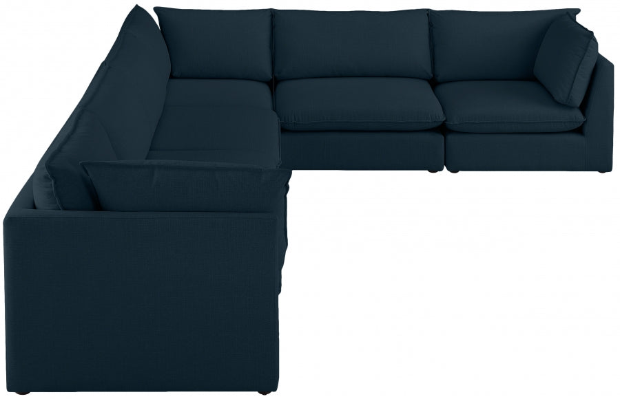 Mackenzie Blue Linen Textured Modular Sectional from Meridian - Luna Furniture