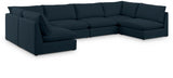 Mackenzie Blue Linen Textured Modular Sectional from Meridian - Luna Furniture