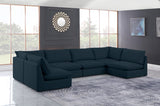 Mackenzie Blue Linen Textured Modular Sectional from Meridian - Luna Furniture