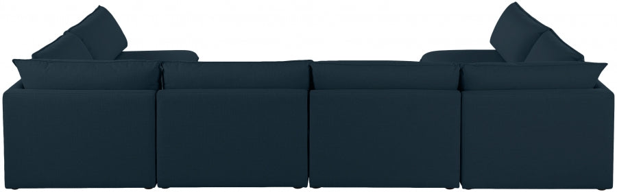 Mackenzie Blue Linen Textured Modular Sectional from Meridian - Luna Furniture