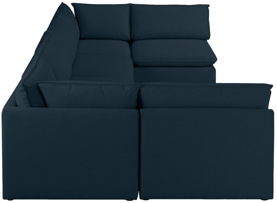 Mackenzie Blue Linen Textured Modular Sectional from Meridian - Luna Furniture