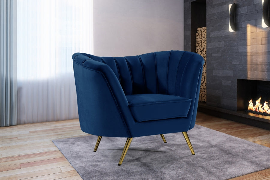 Margo Blue Velvet Chair from Meridian - Luna Furniture