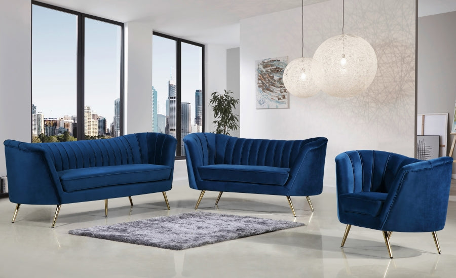 Margo Blue Velvet Chair from Meridian - Luna Furniture