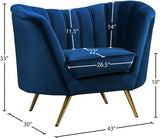 Margo Blue Velvet Chair from Meridian - Luna Furniture