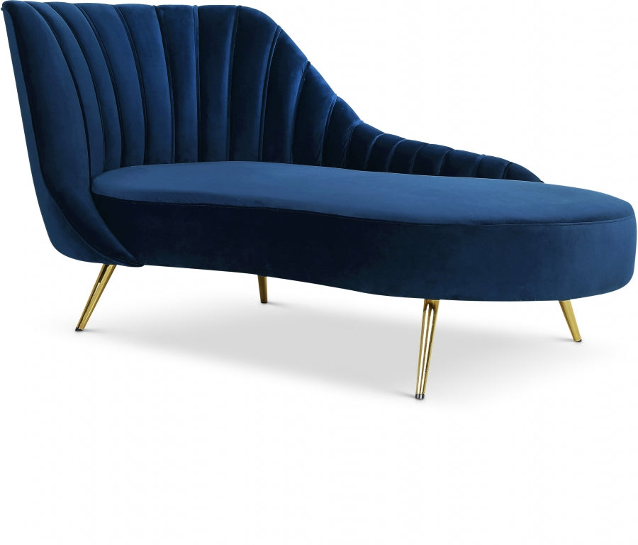 Margo Blue Velvet Chaise Lounge from Meridian - Luna Furniture