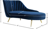 Margo Blue Velvet Chaise Lounge from Meridian - Luna Furniture