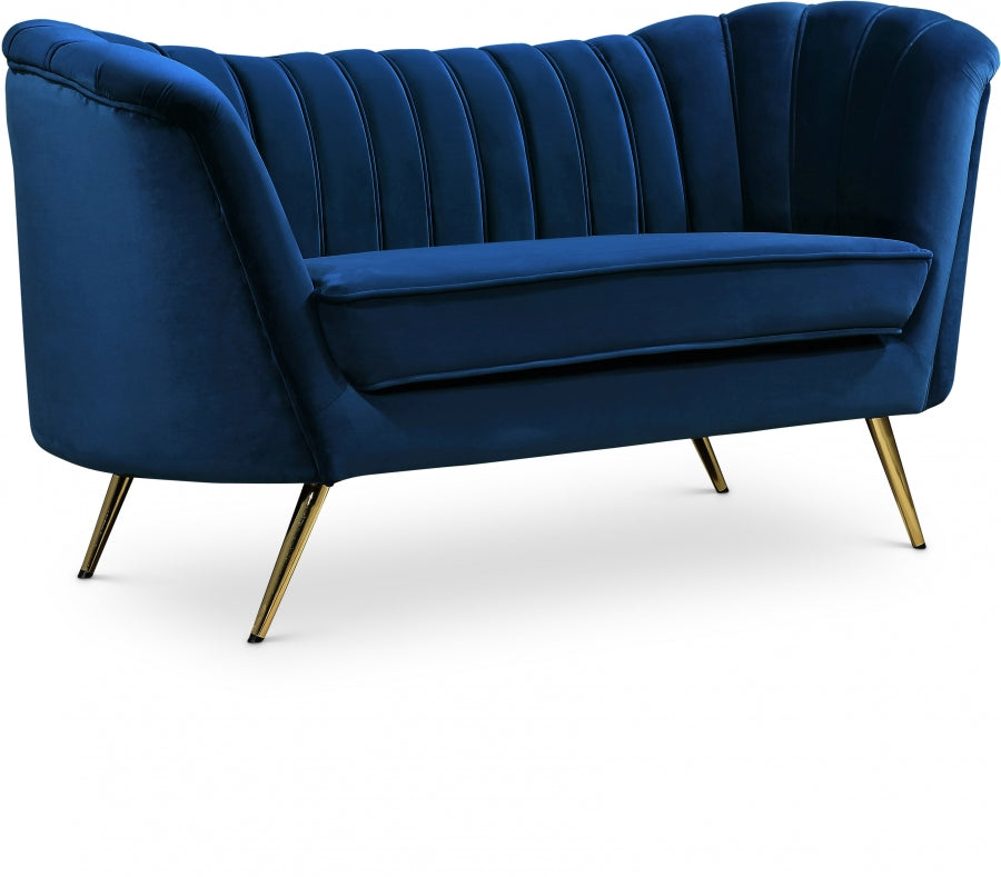 Margo Blue Velvet Loveseat from Meridian - Luna Furniture