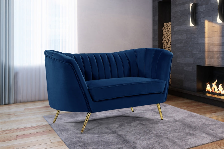 Margo Blue Velvet Loveseat from Meridian - Luna Furniture