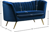 Margo Blue Velvet Loveseat from Meridian - Luna Furniture