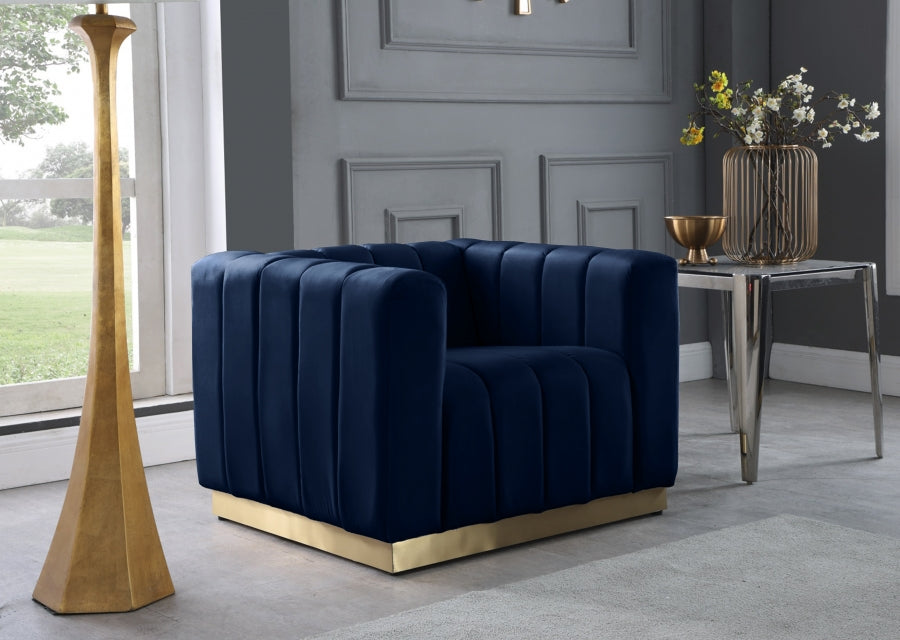 Marlon Blue Velvet Chair from Meridian - Luna Furniture