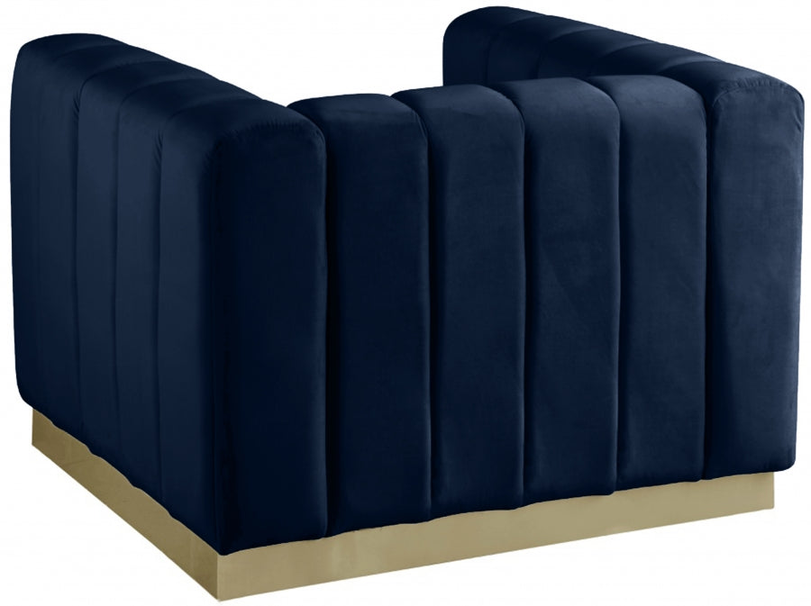 Marlon Blue Velvet Chair from Meridian - Luna Furniture