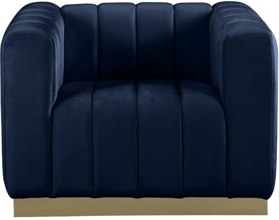 Marlon Blue Velvet Chair from Meridian - Luna Furniture