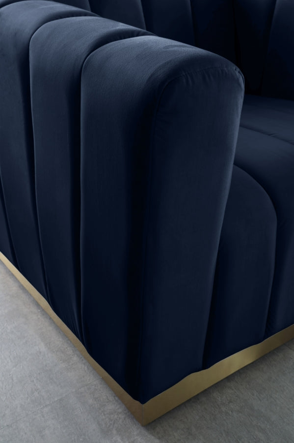 Marlon Blue Velvet Chair from Meridian - Luna Furniture