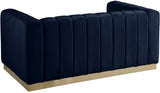 Marlon Blue Velvet Loveseat from Meridian - Luna Furniture